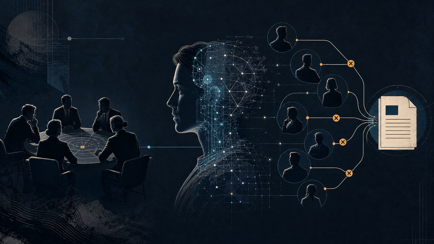 Hybrid agent connecting an executive committee and a buyer veto network to a proposal